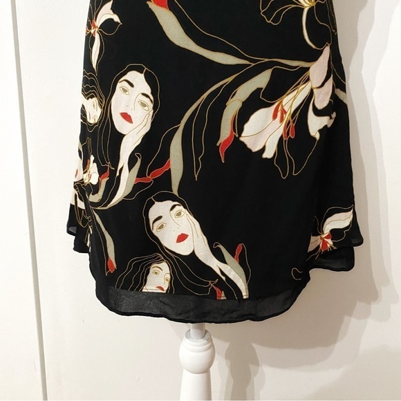 𝅺ARITZIA LITTLE MOON STELLERA BLACK ASIAN PRINT SLEEVELESS MINI DRESS - Picture 6 of 13